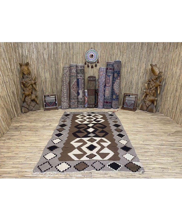 Handmade Turkish Kayseri Nomadic Original  Wool on Wool Kilim – FREE SHIPPING..!